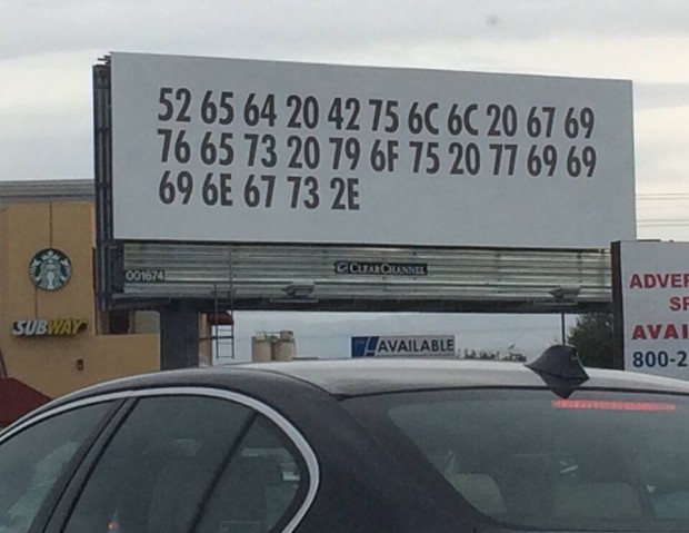 Clever Red Bull advertising in hexadecimal